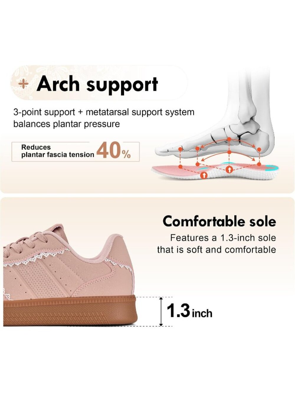 Women's Pink Faux Leather Lace-Up Fashion Casual Tennis Walking Sneaker Shoes - Picture 2 of 3